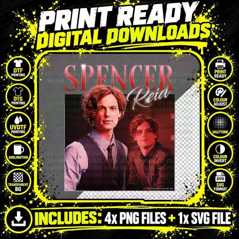 Spencer Reid Criminal Minds T-Shirt, Retro Portrait Png SVG Digital Bundle