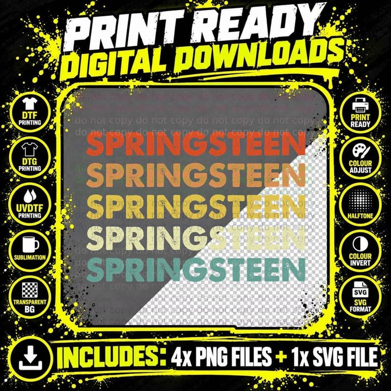 Springsteen Vintage Retro T-Shirt Png SVG Digital Bundle