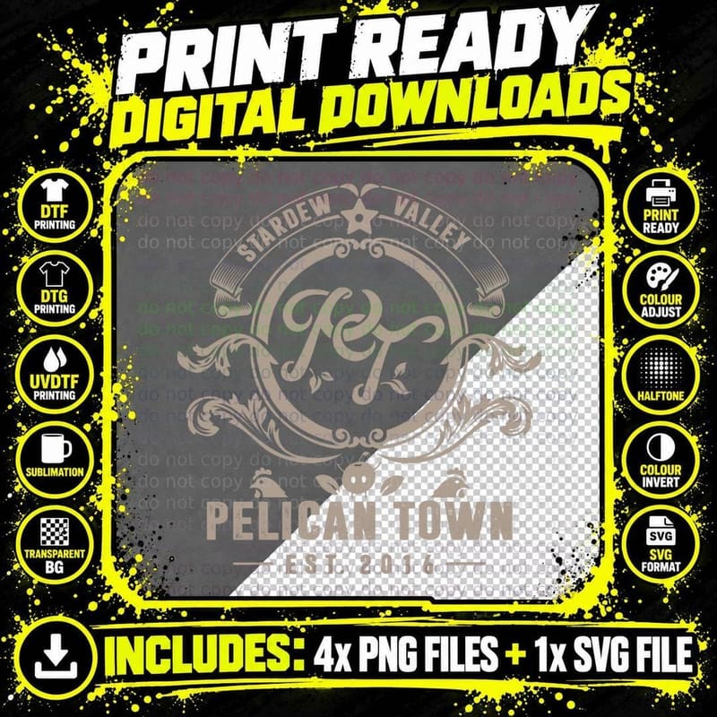 Stardew Valley Pelican Town Crest T-Shirt Png SVG Digital Bundle