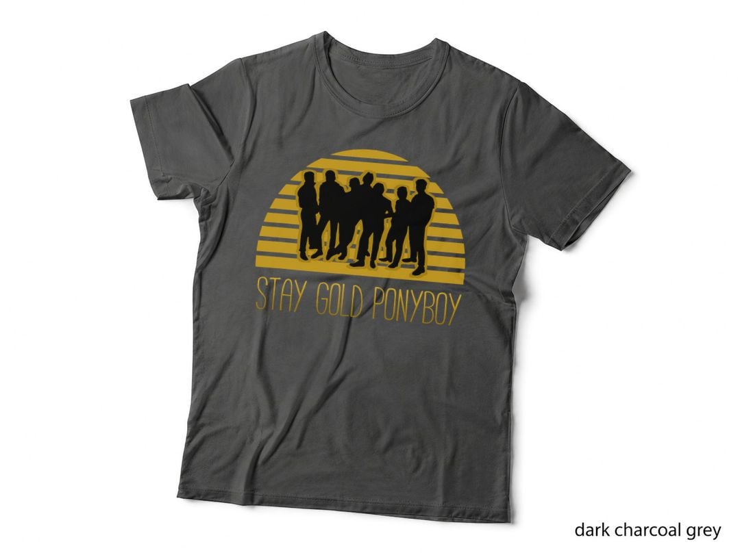 Stay Gold Ponyboy T-Shirt, Outsiders Group Silhouette, Retro Sunset