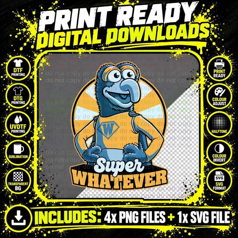 Super Whatever T-Shirt, Retro Comic Style Tee Png SVG Digital Bundle