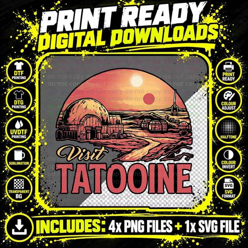 Tatooine T-Shirt, Vintage Sci-Fi Tee, Gift For Png SVG Digital Bundle