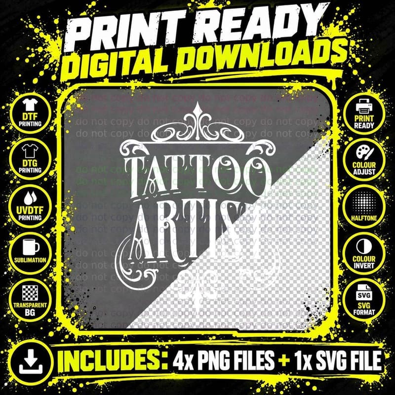 Tattoo Artist Art Job Ink T-Shirt, Vintage Retro Png SVG Digital Bundle