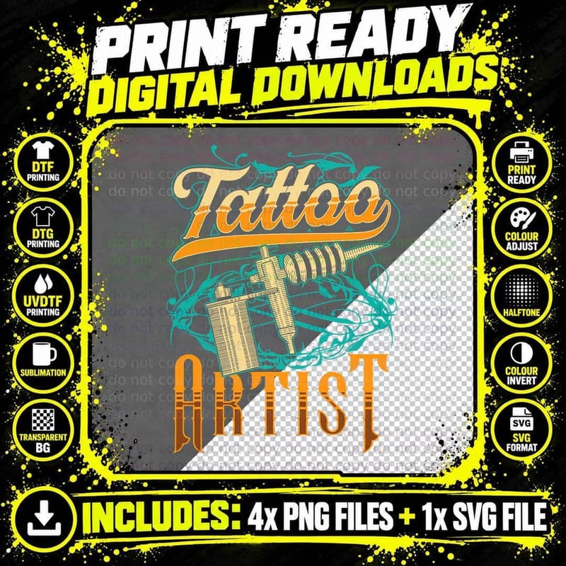 Tattoo Artist Job Art Ink T-Shirt, Vintage Retro Png SVG Digital Bundle