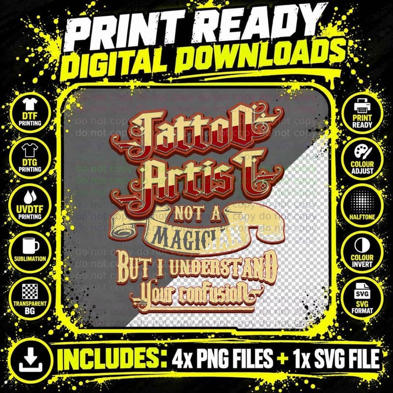 Tattoo Artist Tattooist T-Shirt, Vintage Tattoo Png SVG Digital Bundle