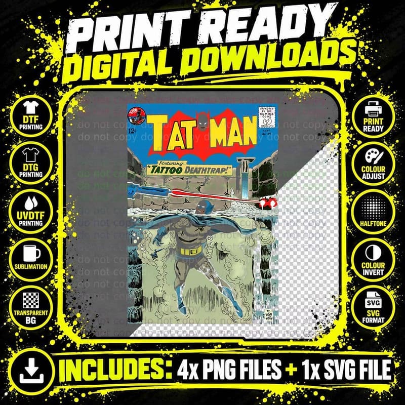 Tattoo Deathtrap Comic Book Cover T-Shirt, Vintage Retro Png SVG Digital Bundle