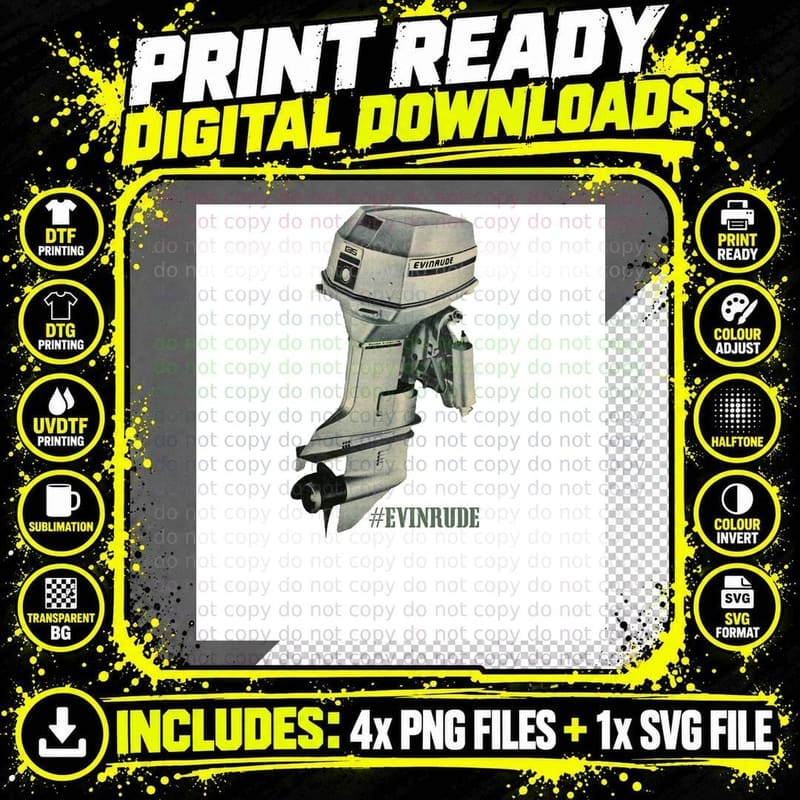 The 70s Outboard. Evinrude Graphic T-Shirt Png SVG Digital Bundle