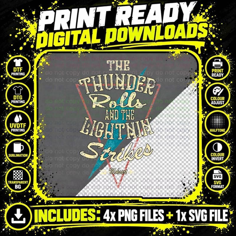 The Thunder Rolls Classic T-Shirt Png SVG Digital Bundle