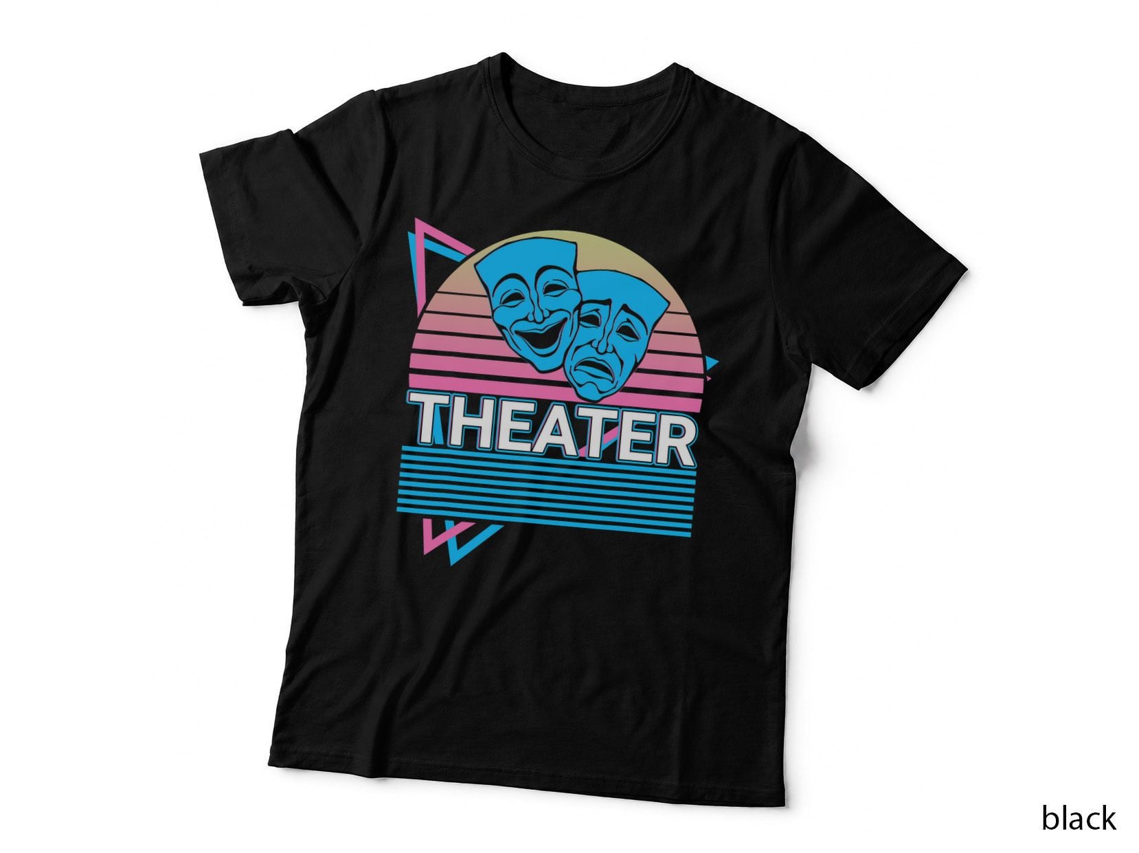 Theater Mask Retro T-Shirt, Drama Comedy Print, Vintage Theater Fan