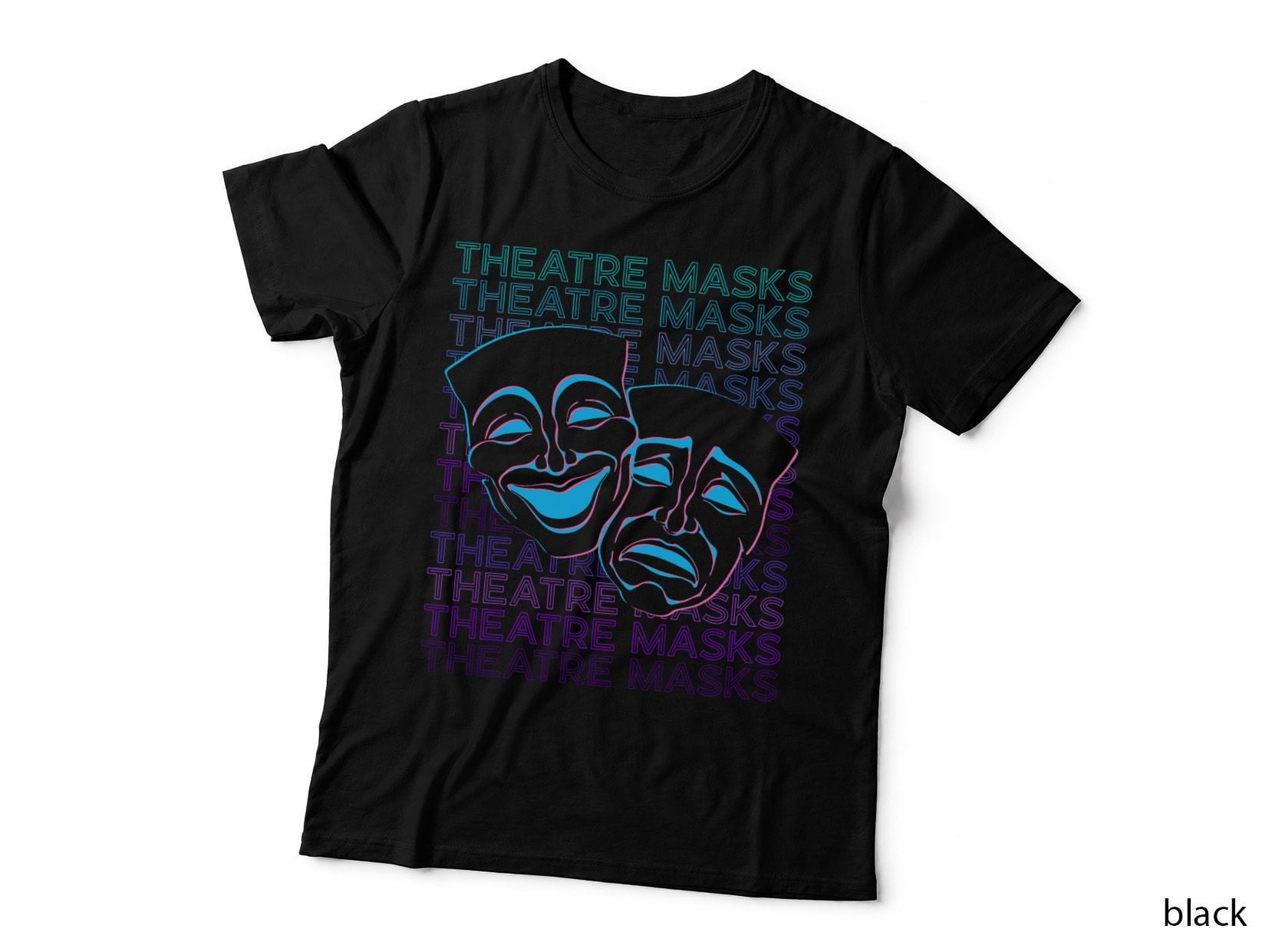 Theatre Masks Retro T-Shirt, Vintage Theater Print, Artistic Theater Fan