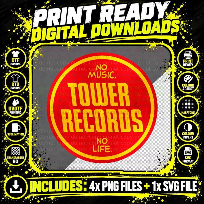 Tower Records Vintage T-Shirt Png SVG Digital Bundle