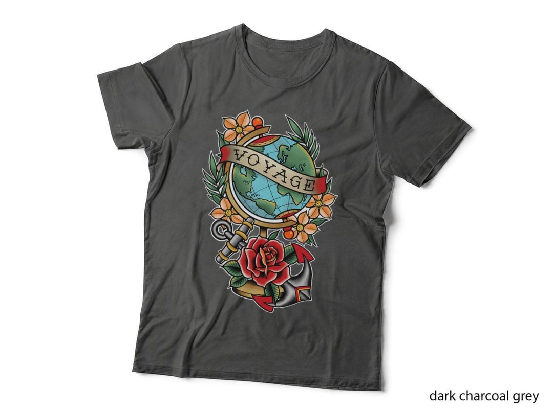 Traditional Tattoo Voyage Illustration T-Shirt, Vintage Retro