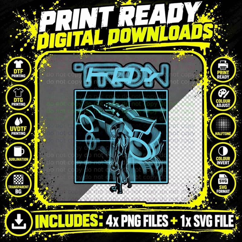 Tron Grid T-Shirt, Retro Sci-Fi Tee, Gift for Gamers Png SVG Digital Bundle