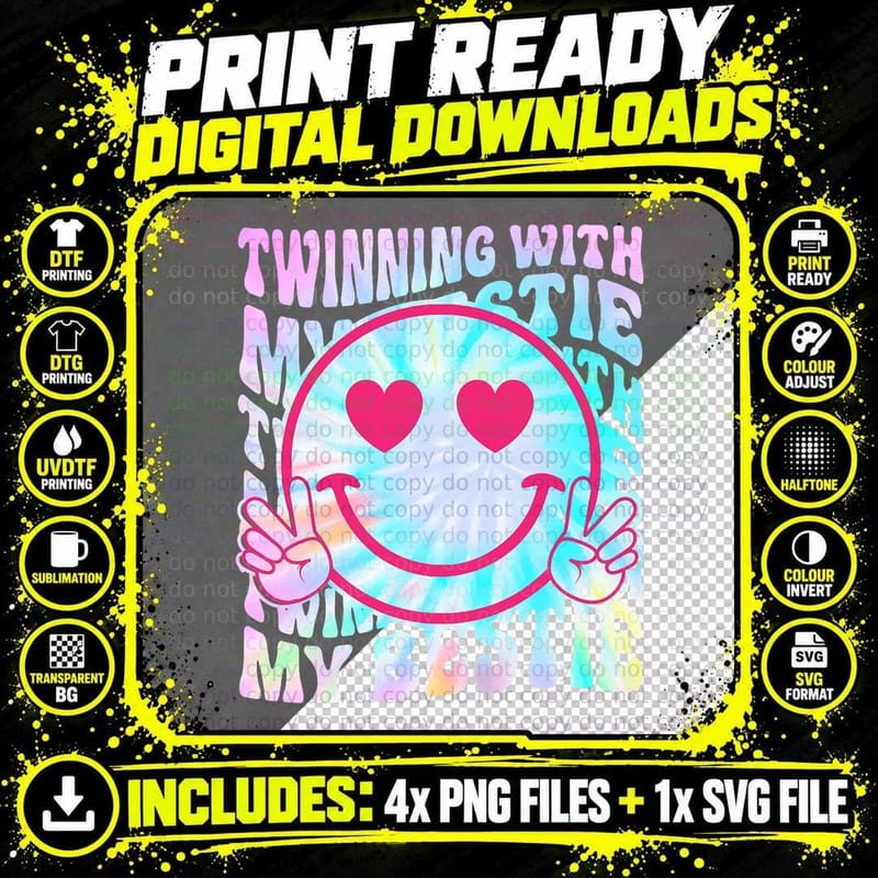 Twinning with My Bestie Spirit Week Twin Day Best Friend Png SVG Digital Bundle
