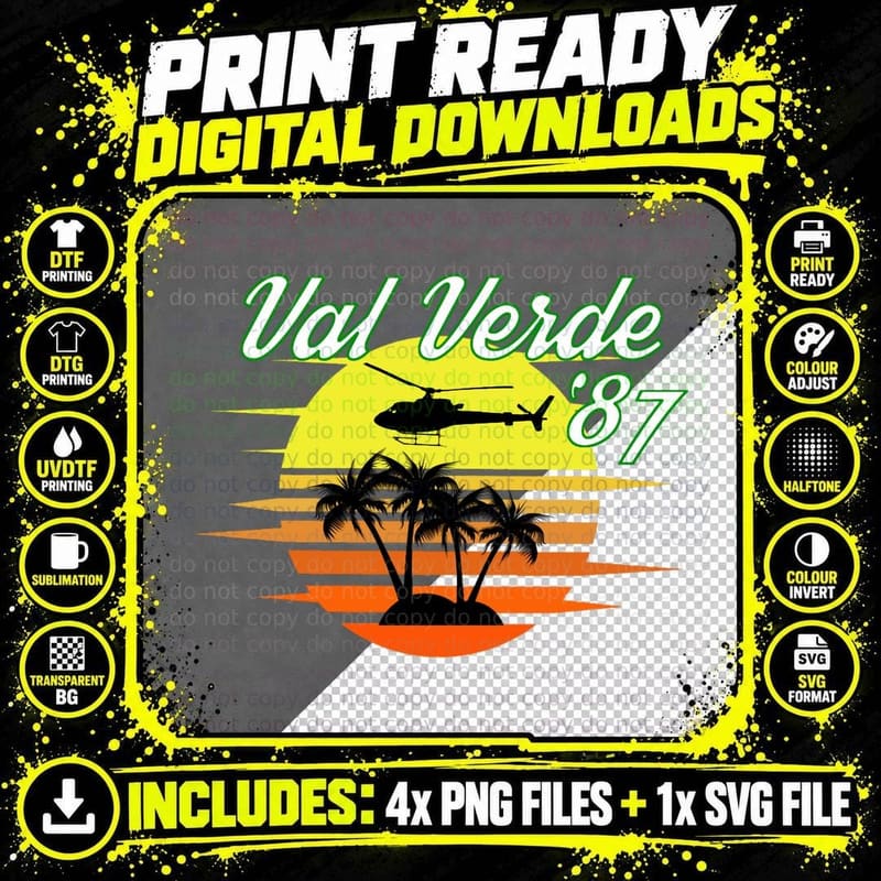 Val Verde '87 Retro Sunset T-Shirt Png SVG Digital Bundle