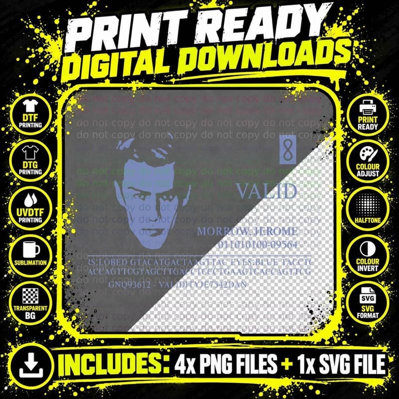 Valid Jerome Morrow T-Shirt, Retro Sci-Fi Style Png SVG Digital Bundle