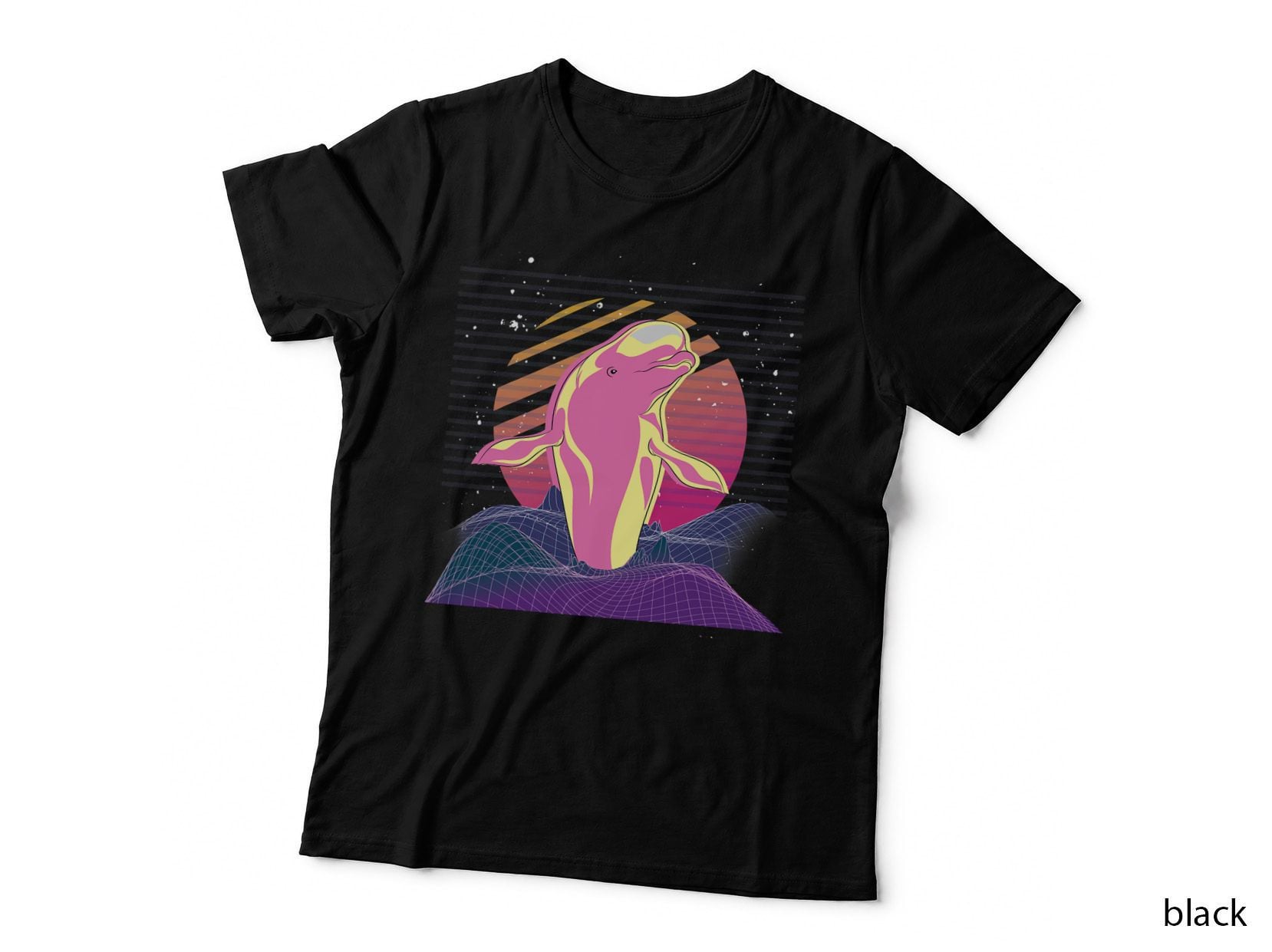 Vaporwave Ocean Mammal Sea Creature Retro Beluga Whale T-Shirt