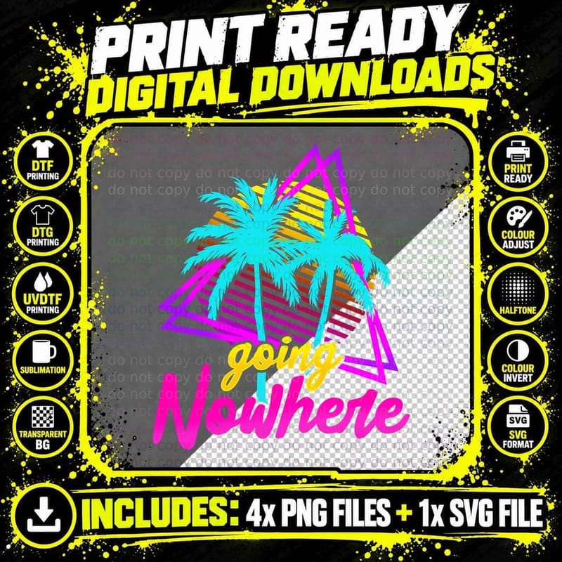 Vaporwave Synthwave Going Nowhere Retro 1980s and 1990s Png SVG Digital Bundle