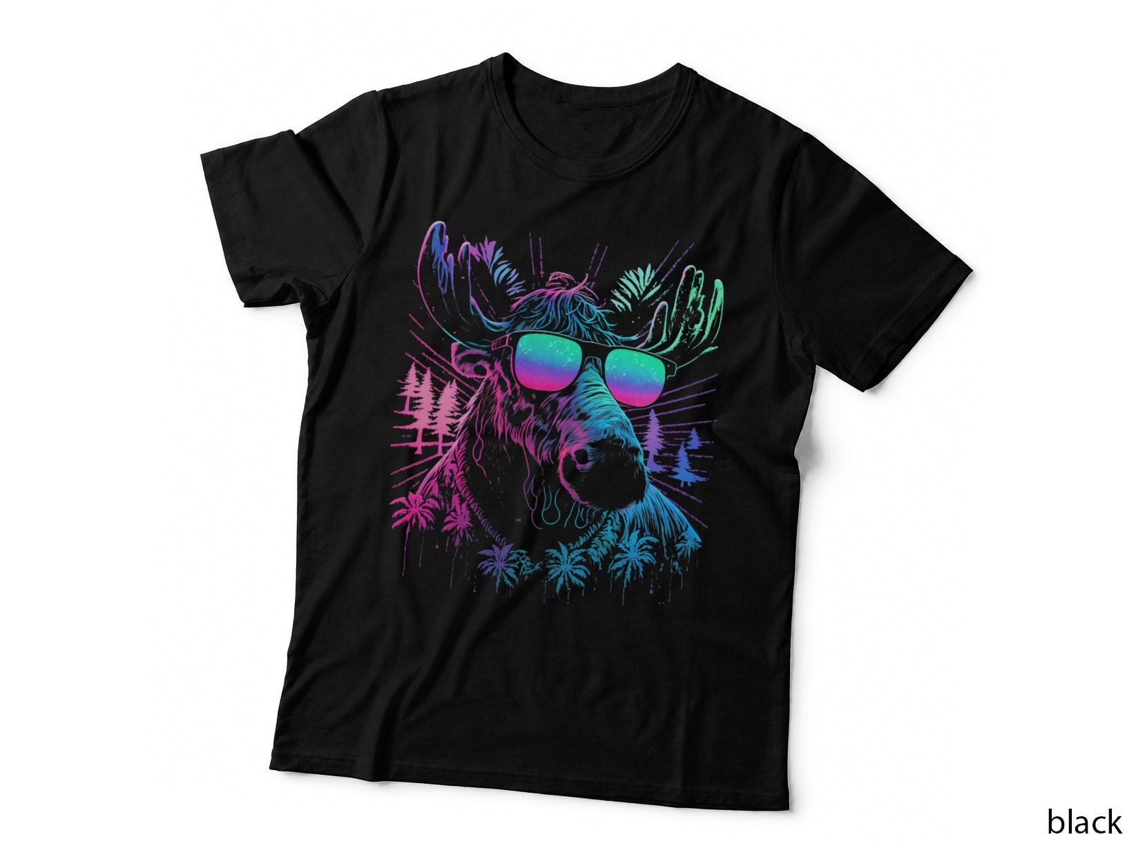 Vaporwave Synthwave Moose in Sunglasses 80s Eighties T-Shirt