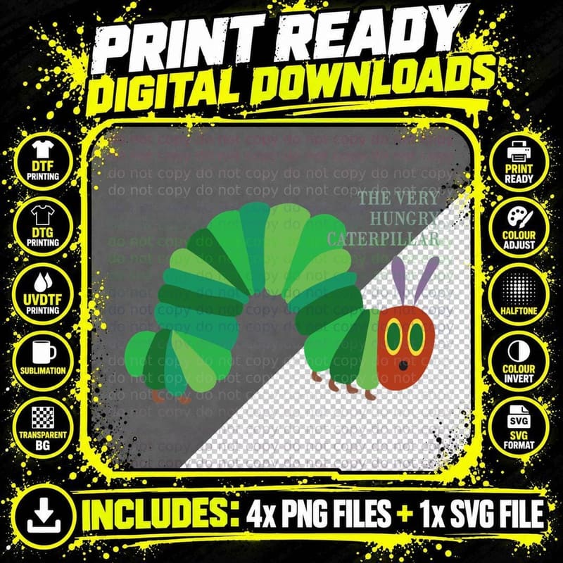 Very Hungry Caterpillar Storybook T-Shirt Png SVG Digital Bundle