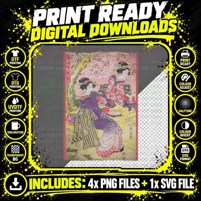 Vintage Japanese Retro Art Print Japan Culture Gift Png SVG Digital Bundle