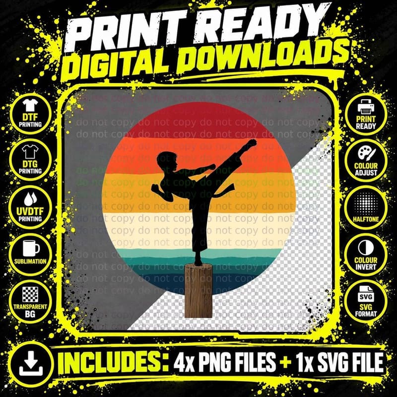 Vintage Karate Martial Arts Shirt, Martial Arts Png SVG Digital Bundle