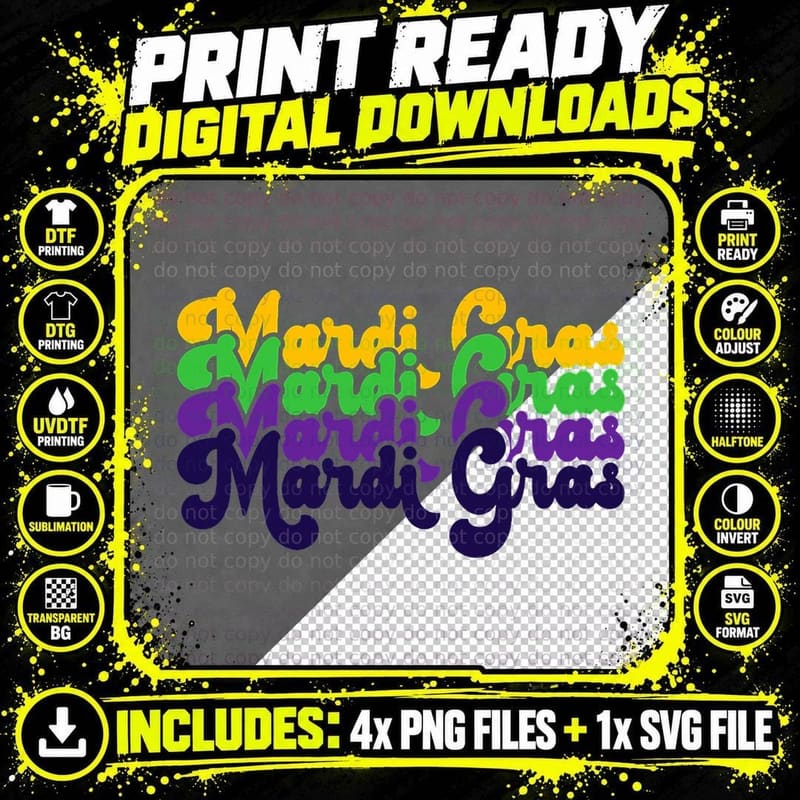 Vintage Mardi Gras Gift Retro Masquerade Costume Bead Png SVG Digital Bundle