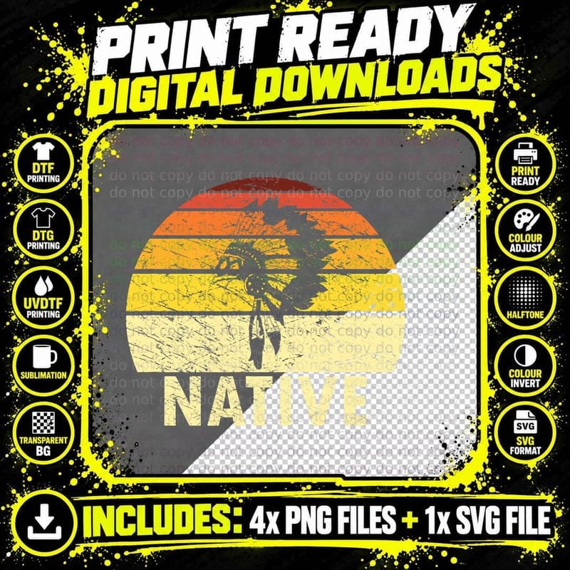 Vintage Native American Indigenous Indian Culture T-Shirt Png SVG Digital Bundle