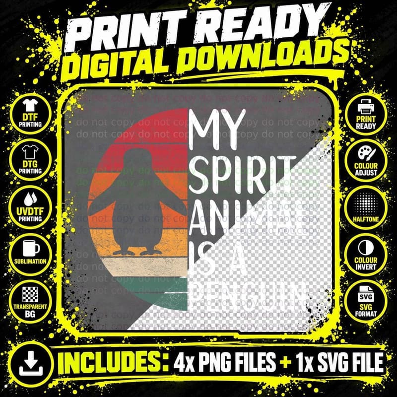 Vintage Penguin T-Shirt, Retro Animal Print Png SVG Digital Bundle