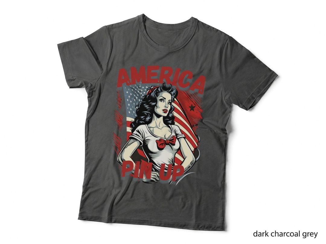 Vintage Pin-Up Girl Bold American Heritage Tattoo Style T-Shirt