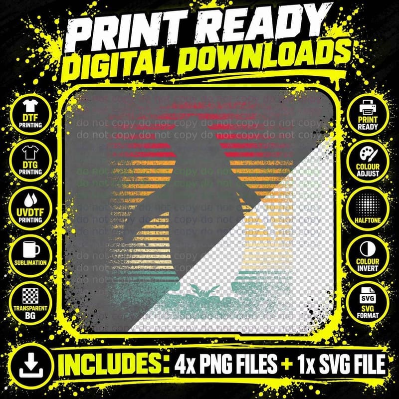 Vintage Retro Penguin T-Shirt, 70's 80's Style Png SVG Digital Bundle