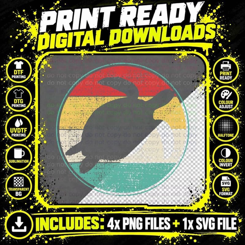 Vintage Retro Turtle Tortoise Waterturtle Marine Png SVG Digital Bundle