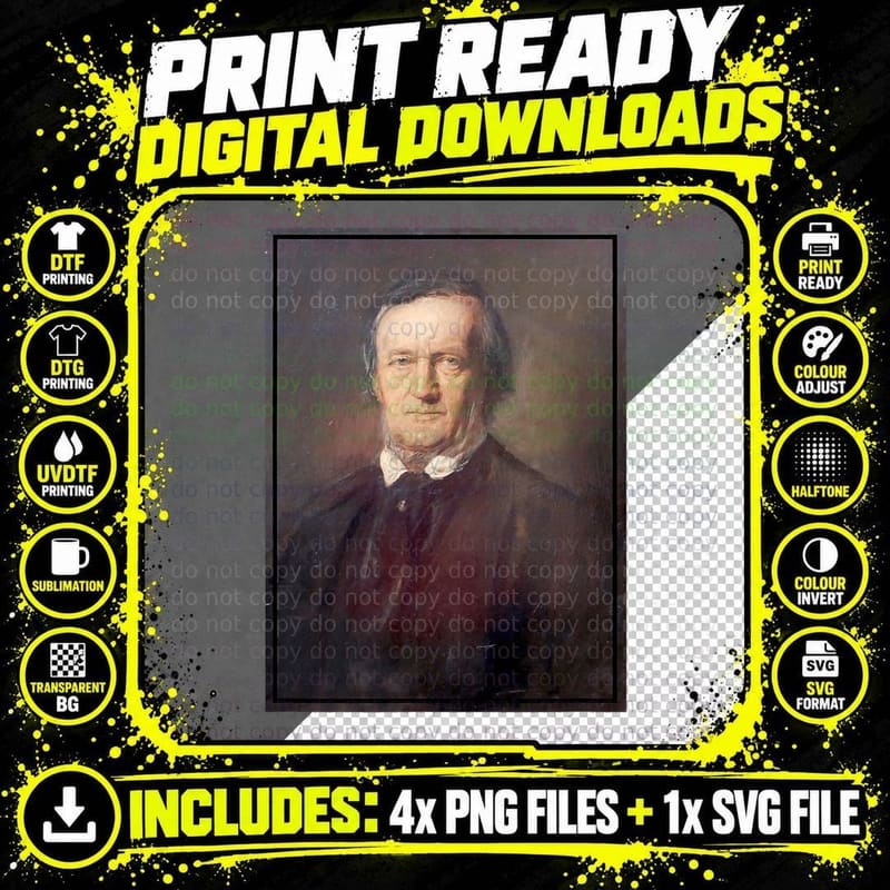 Vintage Richard Wagner Painting Portrait (1904) T-Shirt Png SVG Digital Bundle