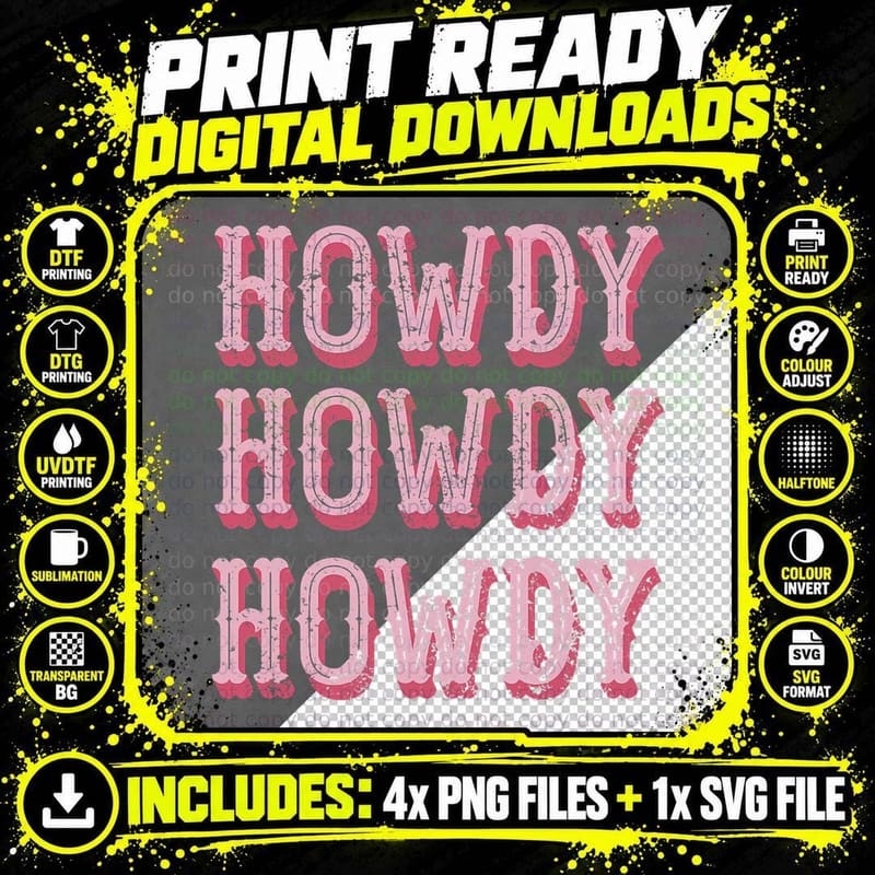 Vintage White Howdy Rodeo Western Country Southern Png SVG Digital Bundle