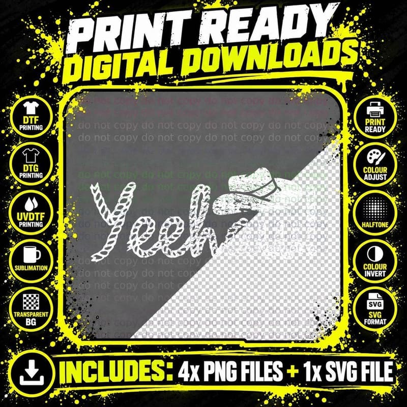 Vintage Yeehaw Cowboy Western Country T-Shirt Png SVG Digital Bundle