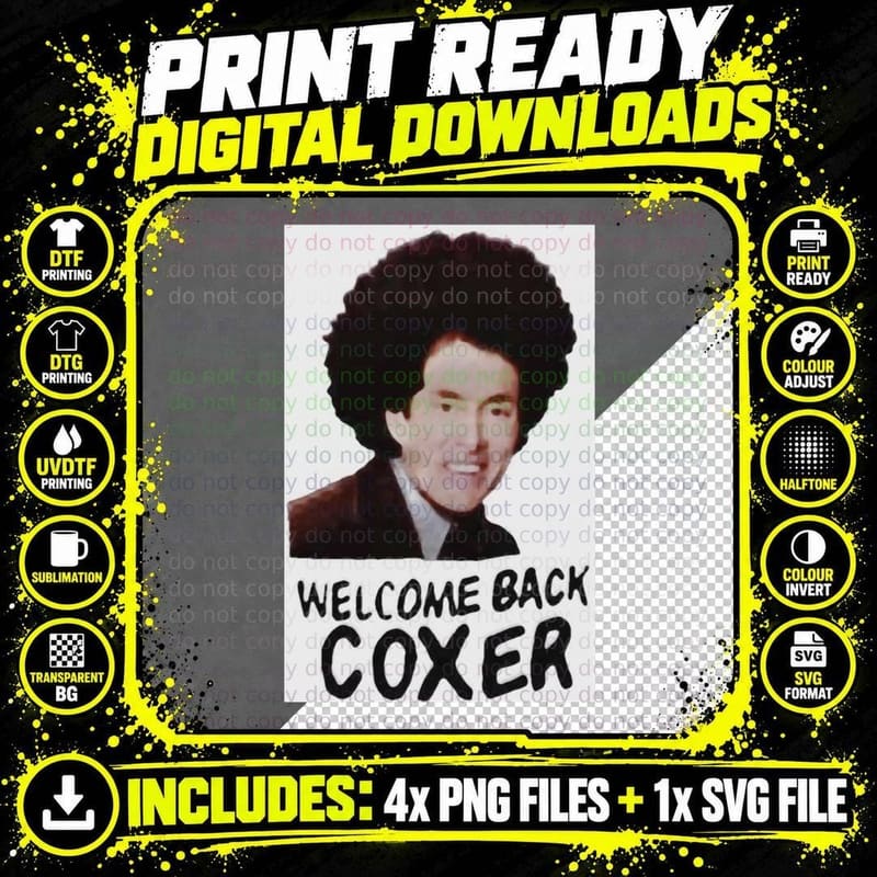 Welcome Back Coxer Afro Portrait T-Shirt Png SVG Digital Bundle