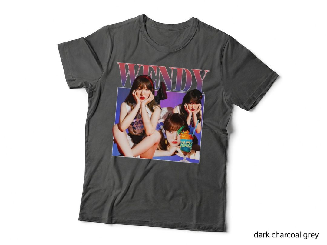 Wendy Red Velvet K-Pop T-Shirt, Retro Idol Photo Collage, Fan Tribute Design