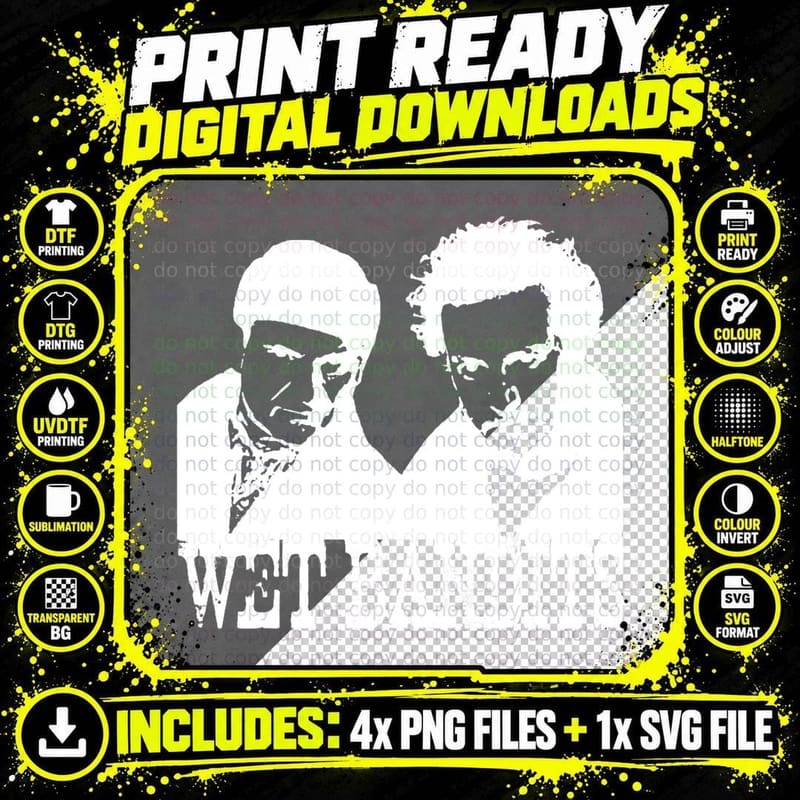 Wet Bandits Duo Black-And-White Stencil Png SVG Digital Bundle