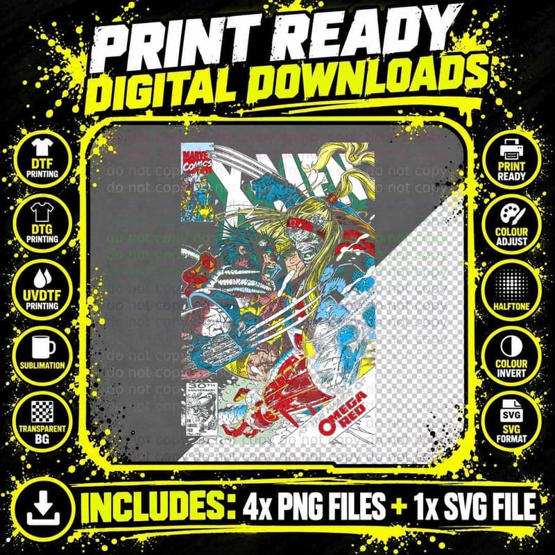X-Men Omega Red 30th Anniversary Vintage Comic T-Shirt Png SVG Digital Bundle