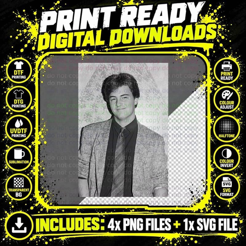 Young Matthew Perry T-Shirt, Vintage 80s Style Png SVG Digital Bundle