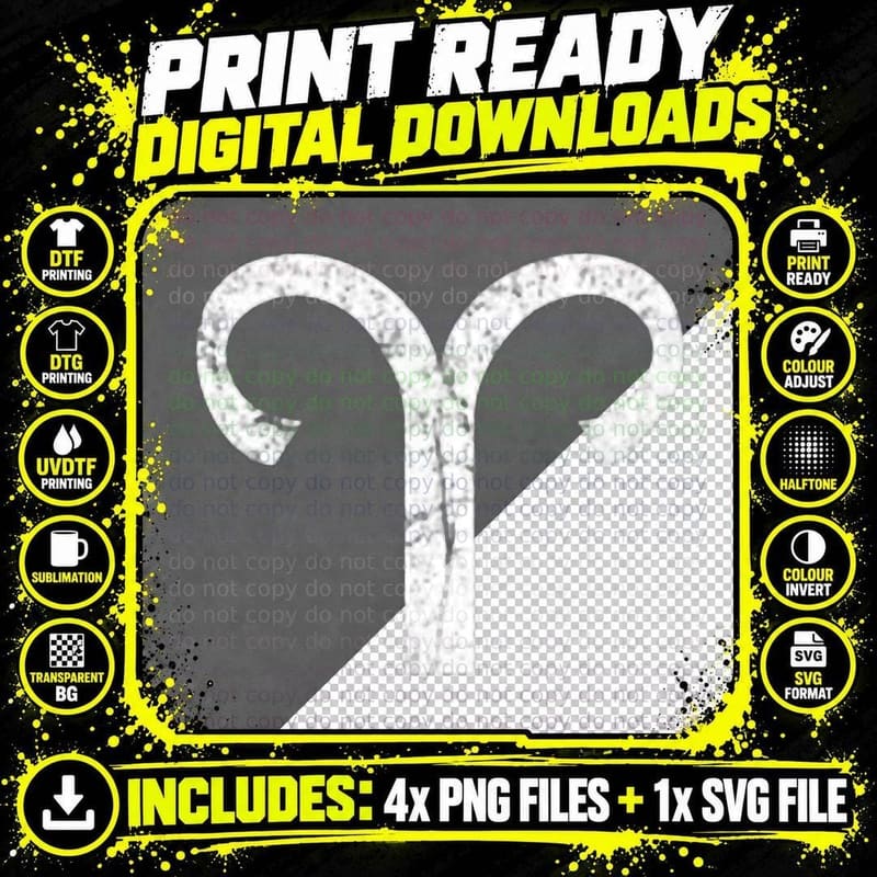Zodiac Sign Aries (Vintage White) T-Shirt Png SVG Digital Bundle