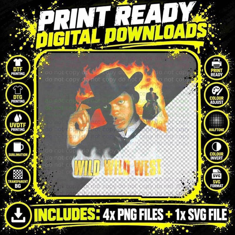 1999 Wild Wild West Vintage Will Smith Classic T-Shirt Png SVG Digital Bundle