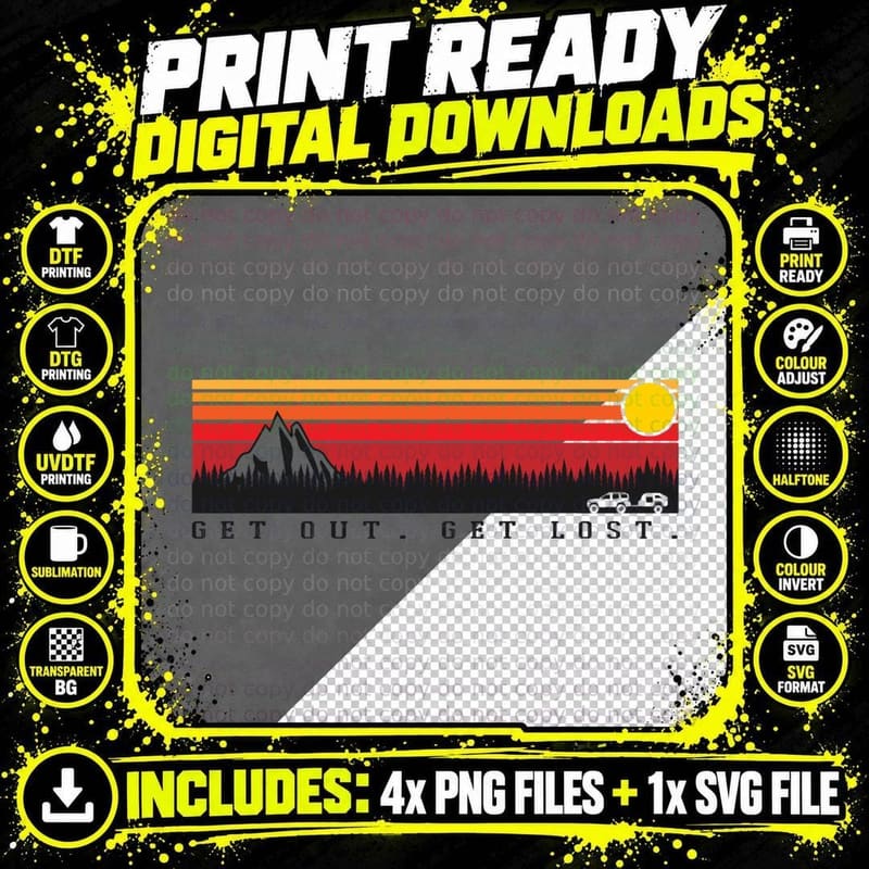2nd Gen Nissan Xterra and Trailer (Get Out. Get Lost. Png SVG Digital Bundle