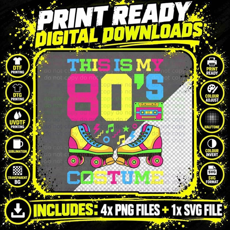 80s Costume 1980s Theme Party Eighties Styles Fashion Png SVG Digital Bundle