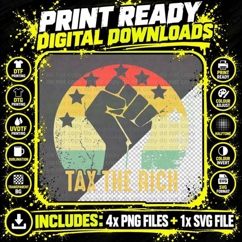 AOC Tax the Rich Retro Vintage Anti T-Shirt Png SVG Digital Bundle