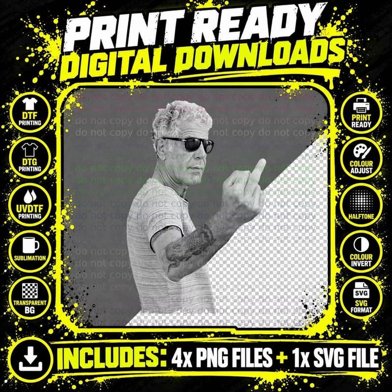 Anthony Bourdain Cool T-Shirt Png SVG Digital Bundle