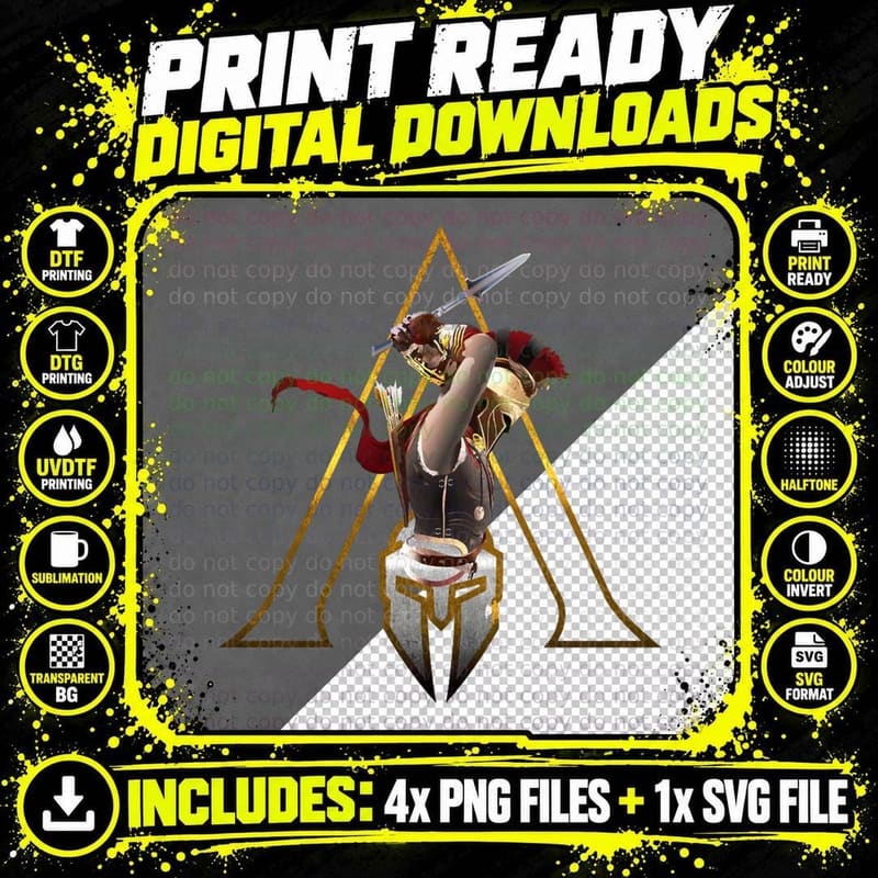 Assassins Creed Odyssey - Spartan Classic T-Shirt Png SVG Digital Bundle