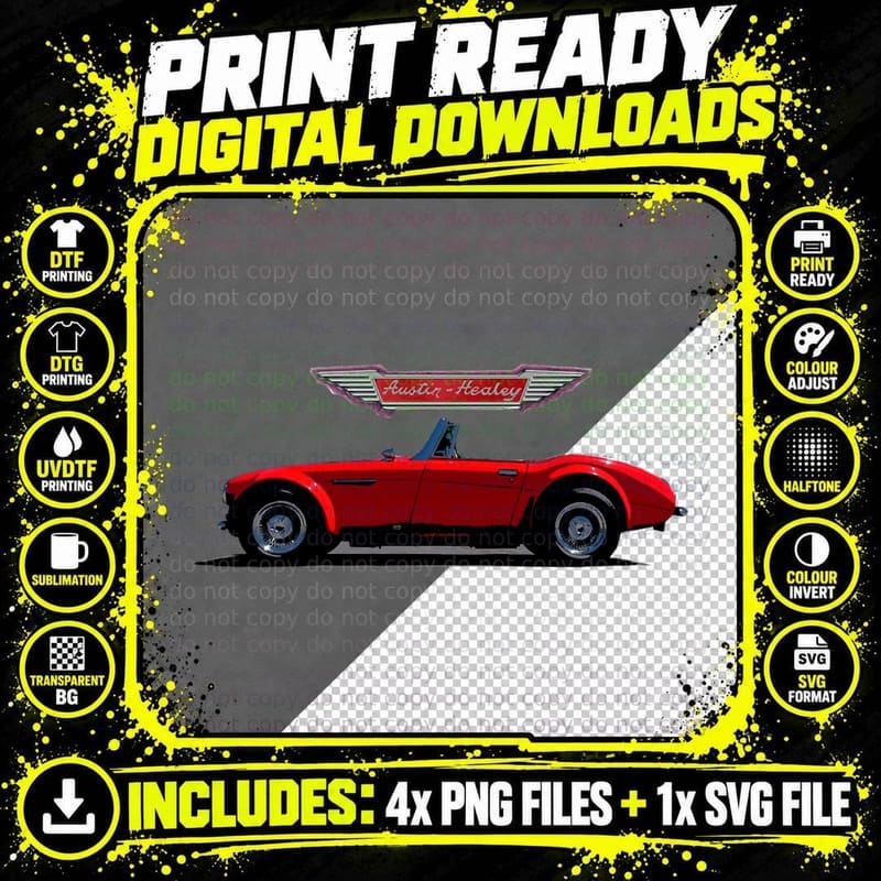 Austin Healey Classic T-Shirt Png SVG Digital Bundle