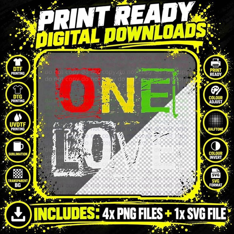 Awesome Design Bob Marley Retro One Love T-Shirt Png SVG Digital Bundle