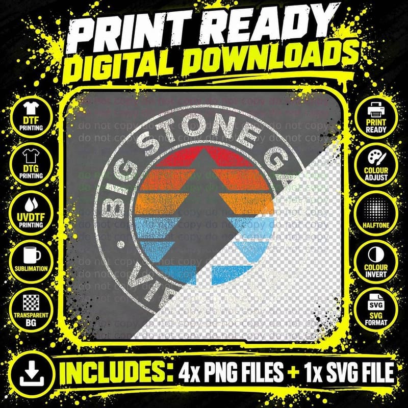 Big Stone Gap Virginia VA Vintage Graphic Retro 70s Png SVG Digital Bundle